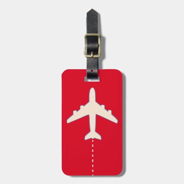 Flugzeug mit weißem rotem Flug Gepäckanhänger (Vorderseite vertikal)
