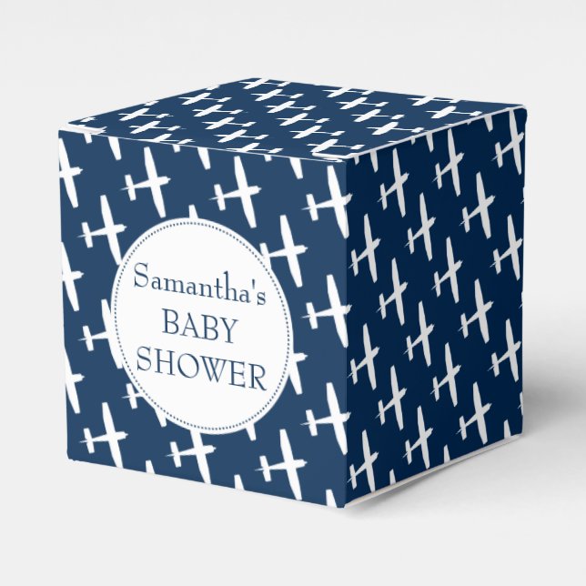Flugzeug Muster ı Baby Dusche Party Geschenkschachtel (Vorderseite)
