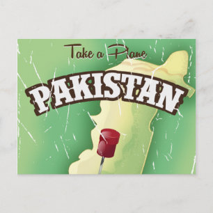 Flugzeug nehmen Pakistan Reiseplakat Postkarte