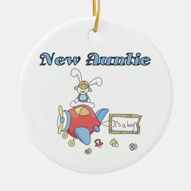 Flugzeug-neue Tante der Jungen-T - Shirts und der Keramikornament (Vorne)