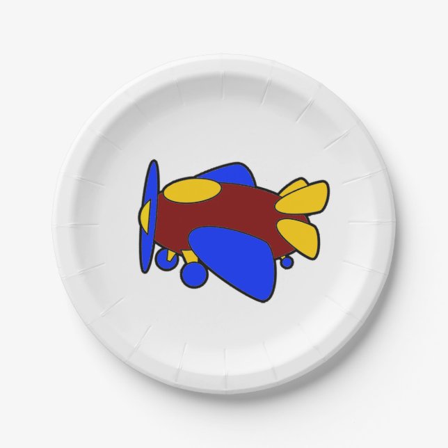 Flugzeug Niedlich farbiger Cartoon Kinder Flugzeug Pappteller (Vorderseite)