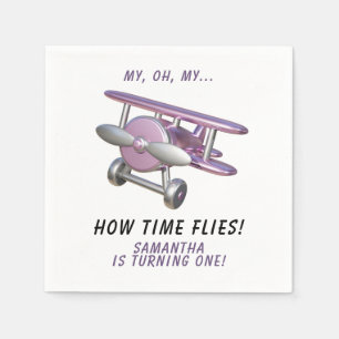 Flugzeug Oh Mein Zeit Fliegt Reise Erster Geburtst Serviette