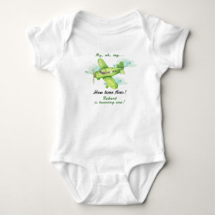 Flugzeug Oh meine Zeit fliegt am ersten Geburtstag Baby Strampler