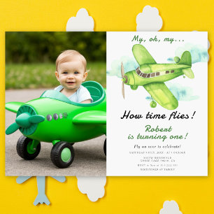Flugzeug Oh Meine Zeit Fliegt Erste Reise Geburtst Einladung
