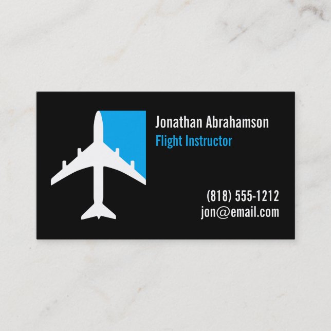 Flugzeug Pilot Business Cards Schwarz/Weiß Visitenkarte (Vorderseite)