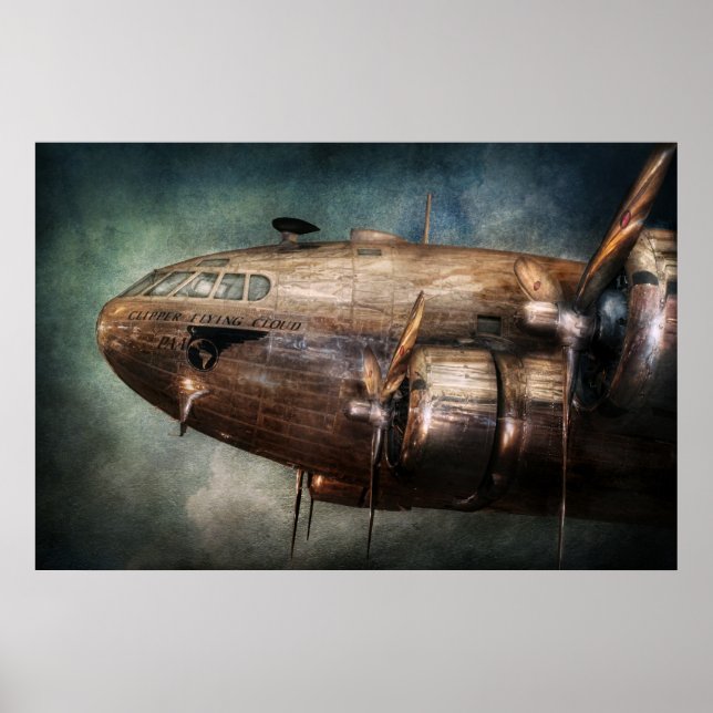 Flugzeug - Pilot - Flugwolke Poster (Vorne)