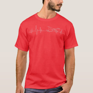 Flugzeug-Pilot Herzbeart Luftfahrt Flugzeug T-Shirt