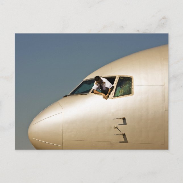 Flugzeug & Pilot Postkarte (Vorderseite)