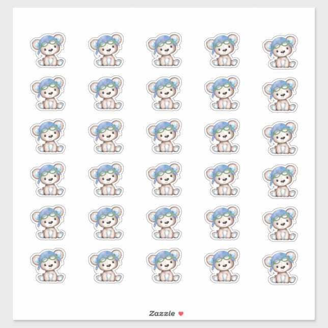 Flugzeug Pilot Teddy Bear Umschlag Nah 1,5" Aufkleber (Blatt)