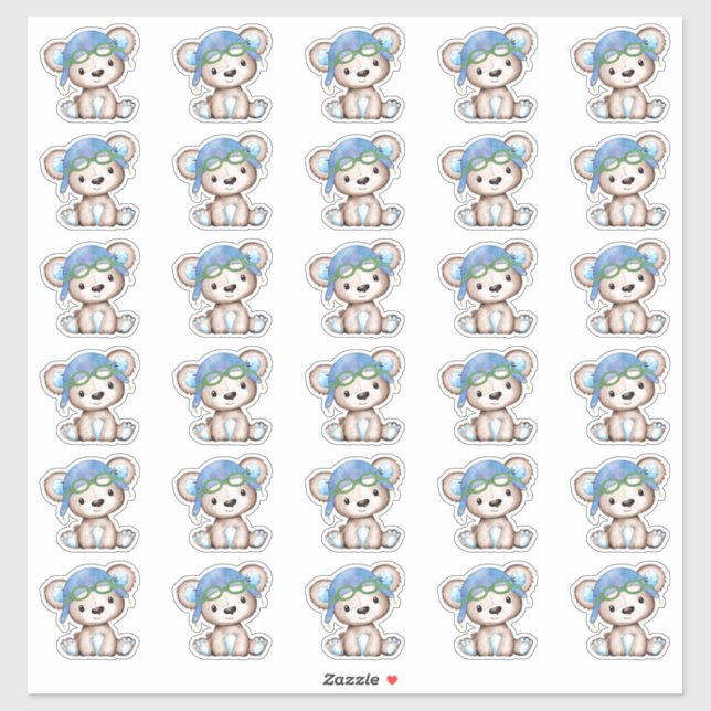 Flugzeug Pilot Teddy Bear Umschlag Nah 2" Aufkleber (Blatt)