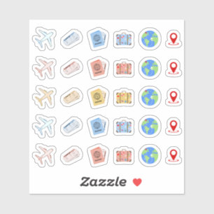 Flugzeug Reisen Abenteuer Icons Bujo Planner Aufkleber