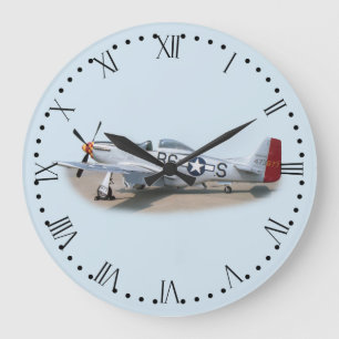 Flugzeug-römische Skala des Mustang-P-51D Große Wanduhr