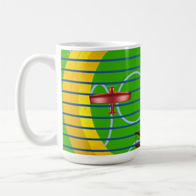 Flugzeug rosa auf goldgrün kaffeetasse (Links)