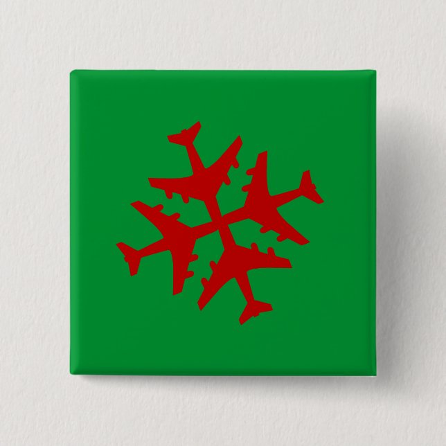 Flugzeug-Schneeflocke Button (Vorderseite)