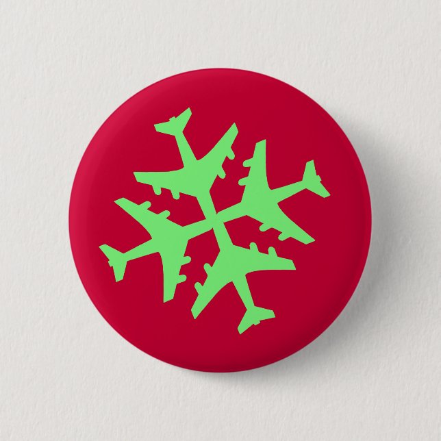 Flugzeug-Schneeflocke Button (Vorderseite)