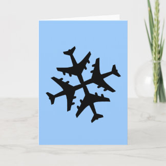 Flugzeug-Schneeflocke Feiertagskarte