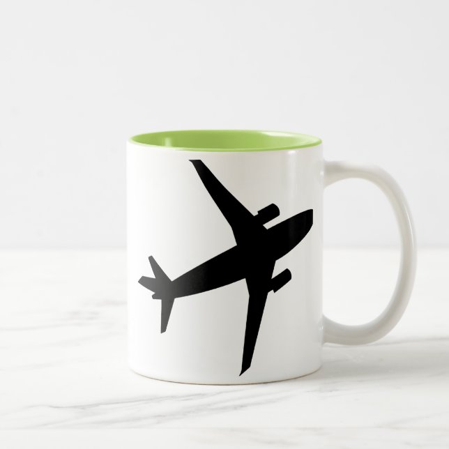 Flugzeug-Silhouette; Cool Zweifarbige Tasse (Rechts)