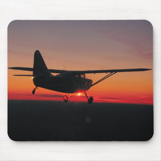 Flugzeug-Sonnenuntergang-Mausunterlage Mousepad (Vorne)