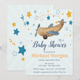Flugzeug Spielzeug, Sterne Baby Shower Einladung
