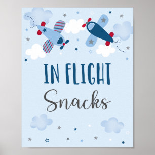 Flugzeug stampft Wolken in Flugsnacks Geburtstag Poster