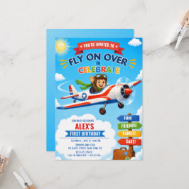 Flugzeug Süßer Pilot Flugzeug Party Junge 1. Gebur Einladung