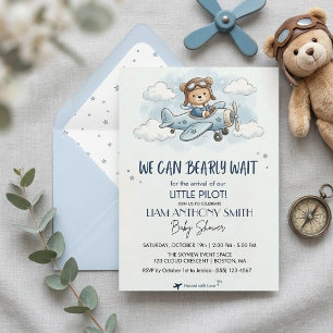 Flugzeug-Teddybär-Junge-Baby-Shower-Einladung Einladung