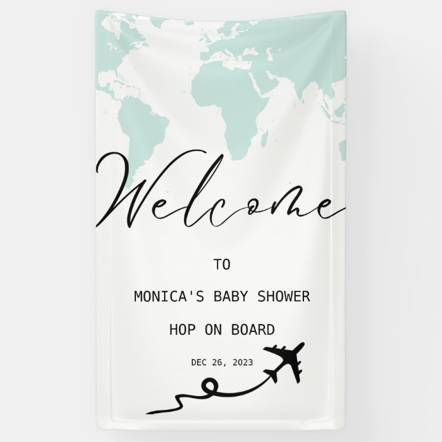 Flugzeug Ticket Baby Shower Boy Begrüßungszeichen Banner (Vertikal)