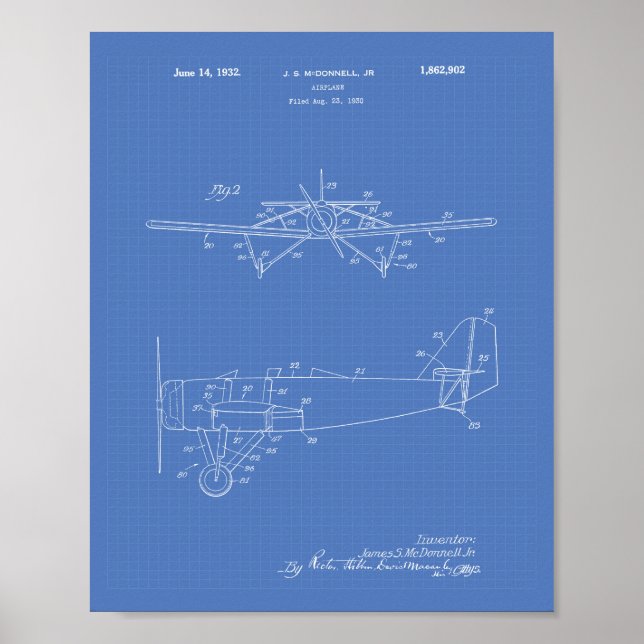 Flugzeug Typ 2 1932 — Art Blueprint Poster (Vorne)