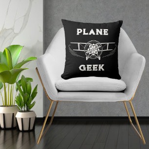 Flugzeug-Typografie & Flugzeug,Schwarz,Einfach Kissen