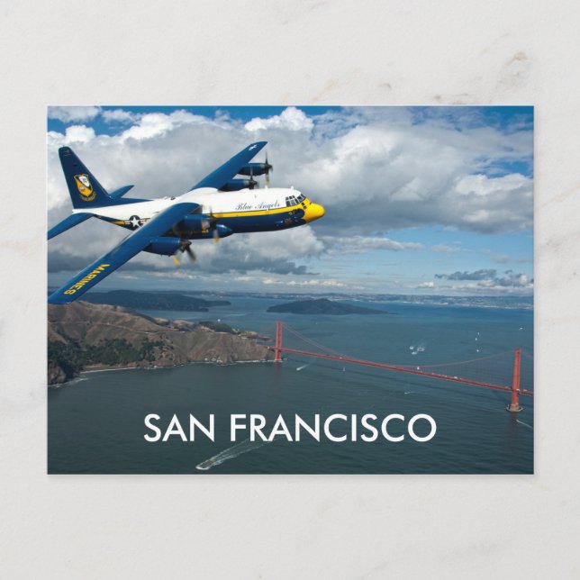 Flugzeug über der Golden Gate Bridge, San Francisc Postkarte (Vorderseite)