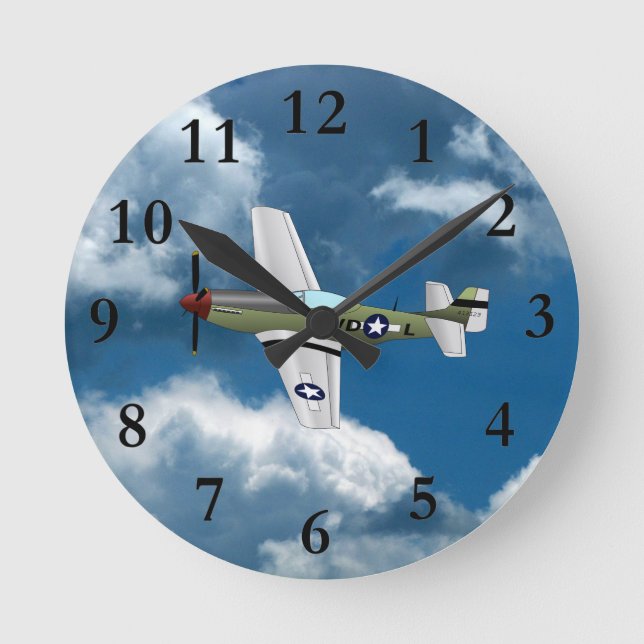 Flugzeug-Uhr des Mustang-P51 Runde Wanduhr (Vorderseite)
