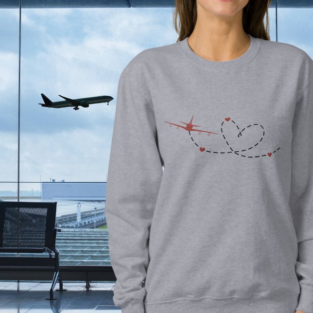 Flugzeug und Herz | minimal | Luftfahrt | Reise- Sweatshirt (Von Creator hochgeladen)