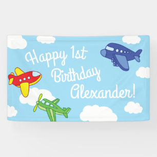 Flugzeug-und Jet-niedliches 1. Geburtstags-Party Banner