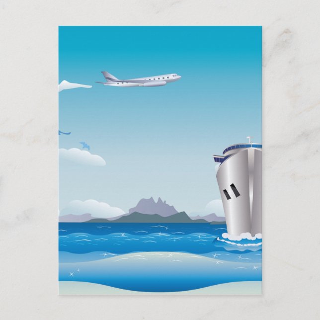 Flugzeug und Schiff 2 Postkarte (Vorderseite)