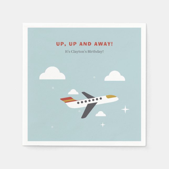 Flugzeug und Wolken Kindergeburtstagsfeier Serviette (Vorderseite)