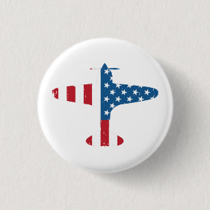 Flugzeug USA-Flagge Veteran Pilot Geschenk Button