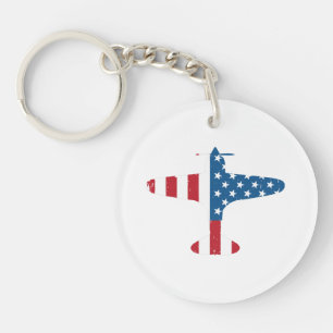 Flugzeug USA-Flagge Veteran Pilot Geschenk Schlüsselanhänger