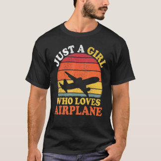 Flugzeug Vintag nur ein Mädchen, das das Flugzeug  T-Shirt