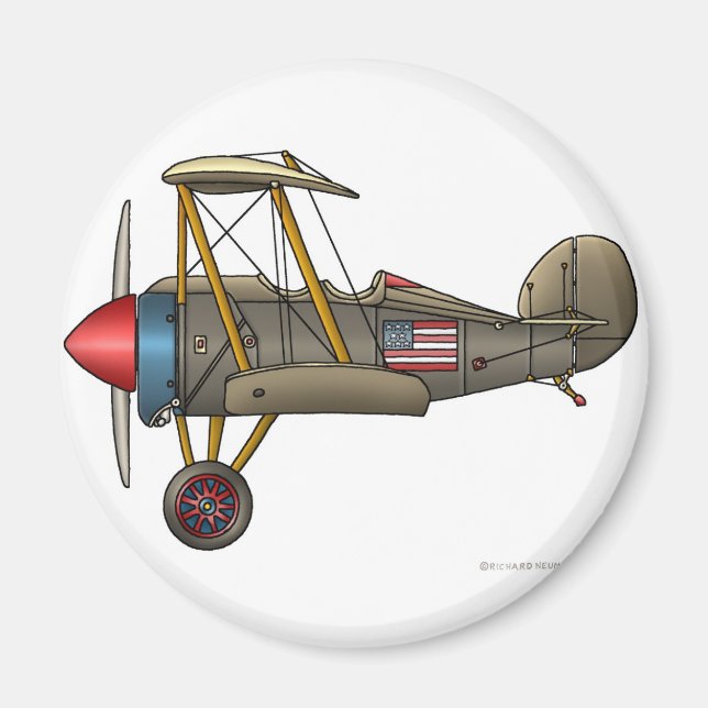 Flugzeug Vintage Doppeldecker Magnete (Vorne)