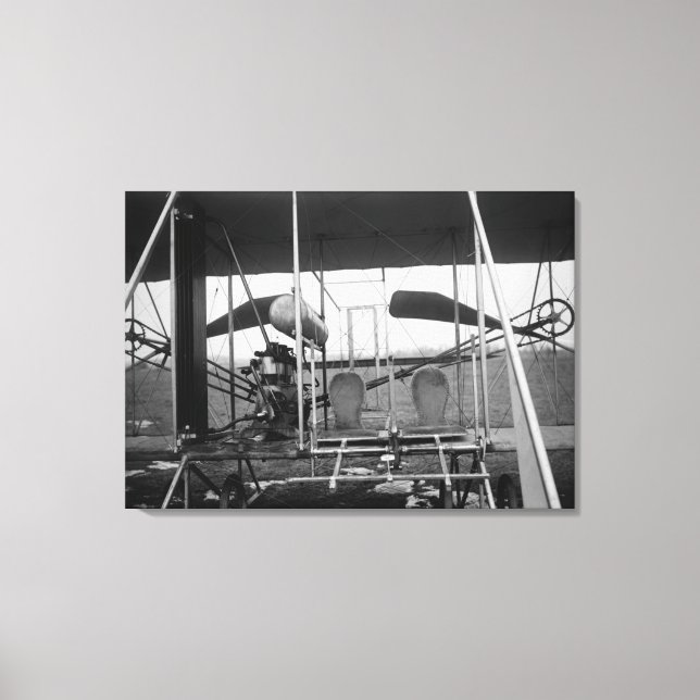 Flugzeug von Wright Brothers mit Pilot und Leinwanddruck (Vorderseite)