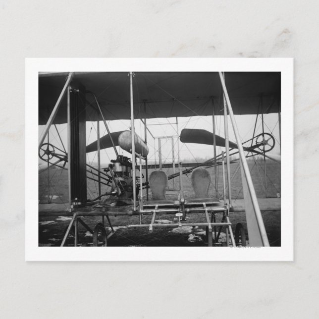 Flugzeug von Wright Brothers mit Pilot und Postkarte (Vorderseite)