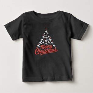 Flugzeug-Weihnachtsbaum-Pilot Baby T-shirt