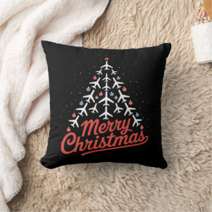 Flugzeug-Weihnachtsbaum-Pilot Kissen