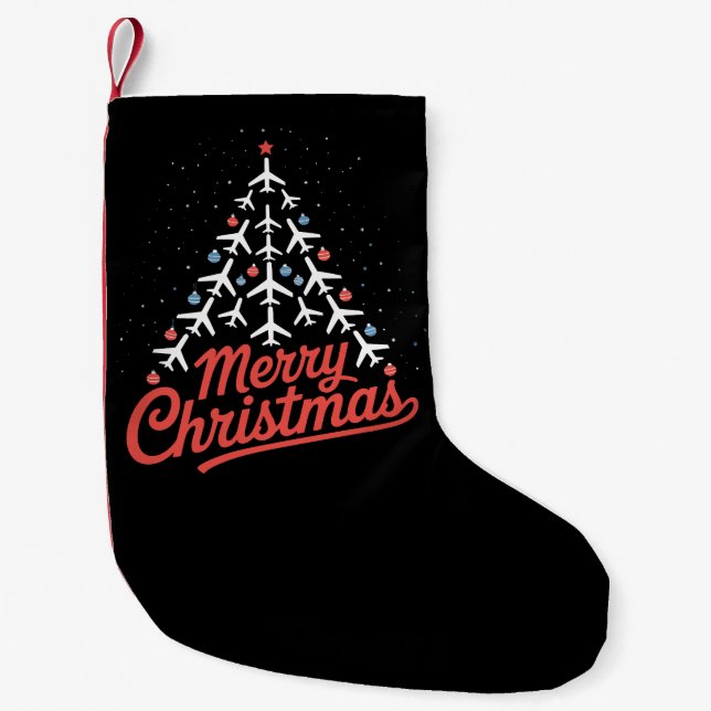 Flugzeug-Weihnachtsbaum-Pilot Kleiner Weihnachtsstrumpf (Vorderseite)