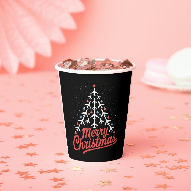 Flugzeug-Weihnachtsbaum-Pilot Pappbecher (Insitu)