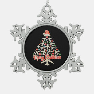 Flugzeug Weihnachtsbaum Pilot Xmas Feiertag Famili Schneeflocken Zinn-Ornament