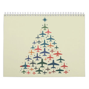 Flugzeug Weihnachtsbaum Retro Pilot Fliegen Flug Kalender