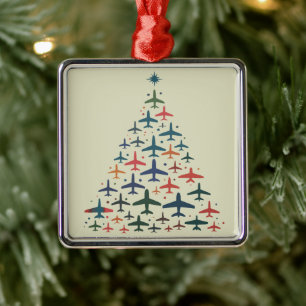 Flugzeug Weihnachtsbaum Retro Pilot Fliegen Flug Ornament Aus Metall