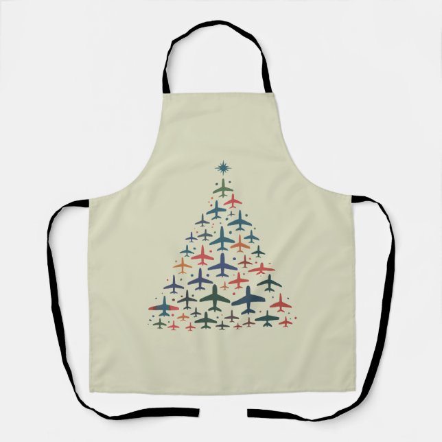 Flugzeug Weihnachtsbaum Retro Pilot Fliegen Flug  Schürze (Vorderseite)