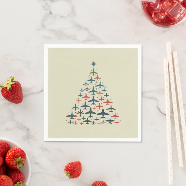 Flugzeug Weihnachtsbaum Retro Pilot Fliegen Flug  Serviette (Beispiel)